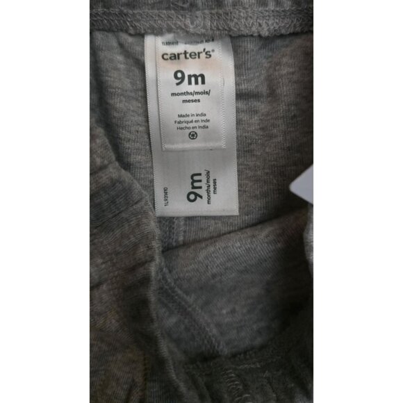 Carters Baby Gray Cotton Pants 9M With Elastic Waistband & Bow Detail - Picture 2 of 2